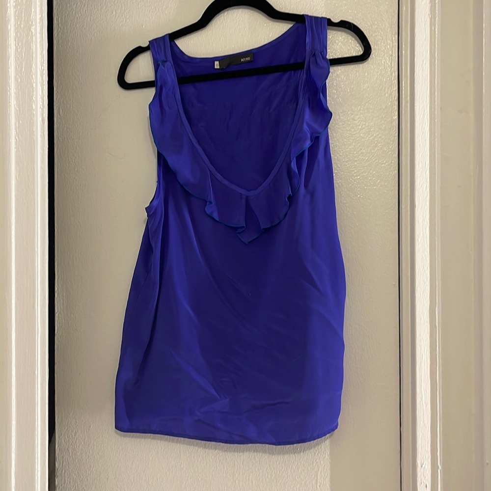 Blue silk tank top